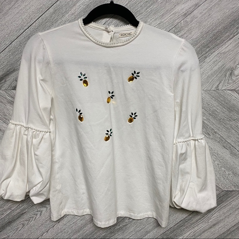 Kidichic | White Top With Pineapple Embellishments